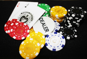 casino chips and aces
